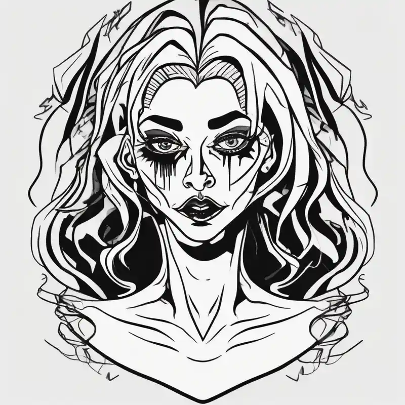 Scary women arm tattoo half sleeve tattoos for men – Caricatura, Colores vivos